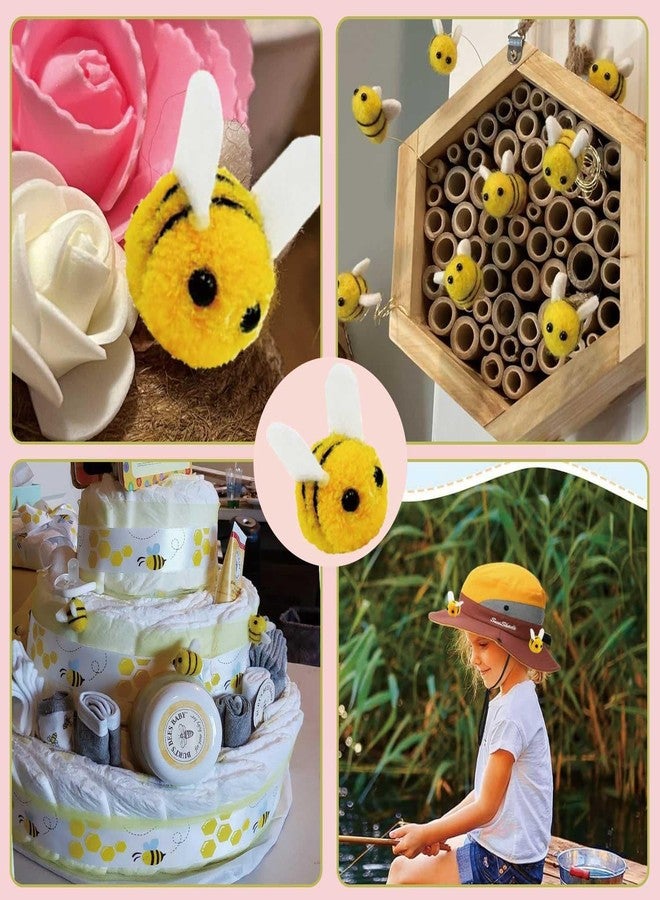 Bunhum Tiny Craft Bees,40 Pcs Wool Felt Bees Felt for Embellishments Mini Cute Bumble Bee Plush Decor for Baby Shower Decorations Clothing Hat DIY Crafts - Image 4